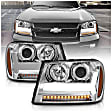 111391 Driver and Passenger Side Halogen Headlight, With bulb(s), Clear Lens, Chrome Interior, Projector Series