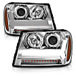 111391 Driver and Passenger Side Halogen Headlight, With bulb(s), Clear Lens, Chrome Interior, Projector Series