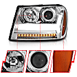 111391 Driver and Passenger Side Halogen Headlight, With bulb(s), Clear Lens, Chrome Interior, Projector Series