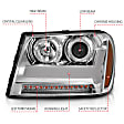 111391 Driver and Passenger Side Halogen Headlight, With bulb(s), Clear Lens, Chrome Interior, Projector Series