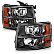 111393 Driver and Passenger Side Halogen Headlight, With bulb(s), Clear Lens, Black Interior, Crystal Series