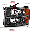 111393 Driver and Passenger Side Halogen Headlight, With bulb(s), Clear Lens, Black Interior, Crystal Series