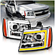111403 Driver and Passenger Side Halogen Headlight, With bulb(s), Clear Lens, Chrome Interior, Projector Series