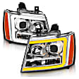 111403 Driver and Passenger Side Halogen Headlight, With bulb(s), Clear Lens, Chrome Interior, Projector Series