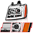 111403 Driver and Passenger Side Halogen Headlight, With bulb(s), Clear Lens, Chrome Interior, Projector Series
