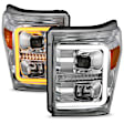111407 Driver and Passenger Side Halogen Headlight, With bulb(s), Clear Lens, Chrome Interior, Projector Series