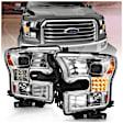 111409 Driver and Passenger Side Halogen Headlight, With bulb(s), Clear Lens, Chrome Interior, Projector Series