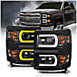 111412 Driver and Passenger Side Halogen Headlight, With bulb(s), Clear Lens, Black Interior, Projector Series