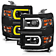 111412 Driver and Passenger Side Halogen Headlight, With bulb(s), Clear Lens, Black Interior, Projector Series