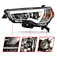 111417 Driver and Passenger Side Halogen Headlight, With bulb(s), Clear Lens, Chrome Interior, Projector Series