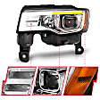 111419 Driver and Passenger Side Halogen/LED Headlight, With bulb(s), Clear Lens, Black Interior, Projector Series