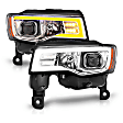 111419 Driver and Passenger Side Halogen/LED Headlight, With bulb(s), Clear Lens, Black Interior, Projector Series