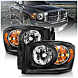 111427 Driver and Passenger Side Halogen Headlight, With bulb(s), Clear Lens, Black Interior, Crystal Series