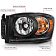 111427 Driver and Passenger Side Halogen Headlight, With bulb(s), Clear Lens, Black Interior, Crystal Series