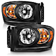 111427 Driver and Passenger Side Halogen Headlight, With bulb(s), Clear Lens, Black Interior, Crystal Series