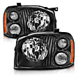 111433 Driver and Passenger Side Halogen Headlight, With bulb(s), Clear Lens, Black Interior, Crystal Series