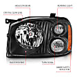 111433 Driver and Passenger Side Halogen Headlight, With bulb(s), Clear Lens, Black Interior, Crystal Series