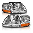 111438 Driver and Passenger Side Halogen Headlight, With bulb(s), Clear Lens, Chrome Interior, Crystal Series