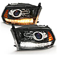 111439 Driver and Passenger Side Halogen Headlight, With bulb(s), Clear Lens, Black Interior, Projector Series
