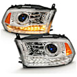 111440 Driver and Passenger Side Halogen Headlight, With bulb(s), Clear Lens, Chrome Interior, Projector Series