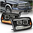 111441 Driver and Passenger Side Halogen Headlight, With bulb(s), Clear Lens, Black Interior, Projector Series