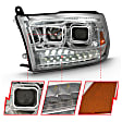 111442 Driver and Passenger Side Halogen Headlight, With bulb(s), Clear Lens, Chrome Interior, Projector Series