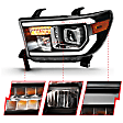 111447 Driver and Passenger Side Halogen/LED Combo Headlight, With bulb(s), Clear Lens, Black Interior, Projector Series
