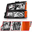111452 Driver and Passenger Side Halogen Headlight, With bulb(s), Clear Lens, Black Interior, Crystal Series