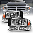 111455 Driver and Passenger Side Halogen Headlight, With bulb(s), Clear Lens, Chrome Interior, Crystal Series