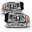 111455 Driver and Passenger Side Halogen Headlight, With bulb(s), Clear Lens, Chrome Interior, Crystal Series