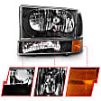 111457 Driver and Passenger Side Halogen Headlight, Without bulb(s), Clear Lens, Black Interior, Crystal Series