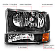 111457 Driver and Passenger Side Halogen Headlight, Without bulb(s), Clear Lens, Black Interior, Crystal Series