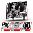 111457 Driver and Passenger Side Halogen Headlight, Without bulb(s), Clear Lens, Black Interior, Crystal Series