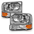 111458 Driver and Passenger Side Halogen Headlight, Without bulb(s), Clear Lens, Chrome Interior, Crystal Series