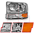 111458 Driver and Passenger Side Halogen Headlight, Without bulb(s), Clear Lens, Chrome Interior, Crystal Series