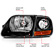 111460 Driver and Passenger Side Halogen Headlight, With bulb(s), Clear Lens, Black Interior, Crystal Series