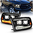 111464 Driver and Passenger Side LED Headlight, With bulb(s), Clear Lens, Black Interior, Projector Series