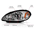 111472 Driver and Passenger Side Halogen Headlight, Without bulb(s), Clear Lens, Chrome Interior, Crystal Series