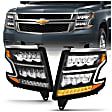 111478 Driver and Passenger Side LED Headlight, With bulb(s), Clear Lens, Black Interior, LED Series