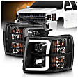 111480 Driver and Passenger Side Halogen Headlight, With bulb(s), Clear Lens, Black Interior, Projector Series