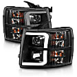111480 Driver and Passenger Side Halogen Headlight, With bulb(s), Clear Lens, Black Interior, Projector Series