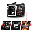 111480 Driver and Passenger Side Halogen Headlight, With bulb(s), Clear Lens, Black Interior, Projector Series