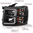 111480 Driver and Passenger Side Halogen Headlight, With bulb(s), Clear Lens, Black Interior, Projector Series