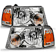 111484 Driver and Passenger Side Halogen Headlight, With bulb(s), Clear Lens, Chrome Interior, Crystal Series