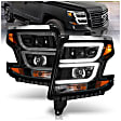 111492 Driver and Passenger Side Halogen Headlight, Without bulb(s), Clear Lens, Black Interior, Projector Series