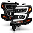 111492 Driver and Passenger Side Halogen Headlight, Without bulb(s), Clear Lens, Black Interior, Projector Series