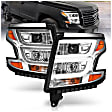 111493 Driver and Passenger Side Halogen Headlight, Without bulb(s), Clear Lens, Chrome Interior, Projector Series