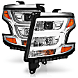 111493 Driver and Passenger Side Halogen Headlight, Without bulb(s), Clear Lens, Chrome Interior, Projector Series