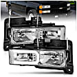 111499 Driver and Passenger Side Halogen Headlight, With bulb(s), Clear Lens, Chrome Interior, Crystal Series
