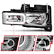 111499 Driver and Passenger Side Halogen Headlight, With bulb(s), Clear Lens, Chrome Interior, Crystal Series